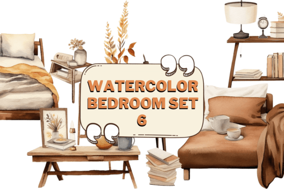 Download Watercolor Bedroom Furniture Clipart 06 - Art Collection