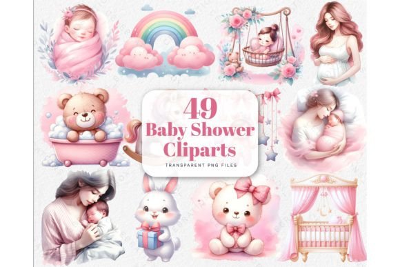 Download Newborn Baby Girl Shower PNG Clipart - Art Collection
