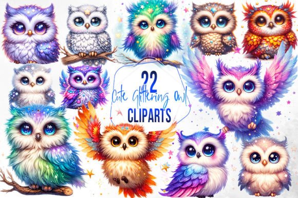 Download Glittering Cute Owl Sublimation Clipart - Art Collection