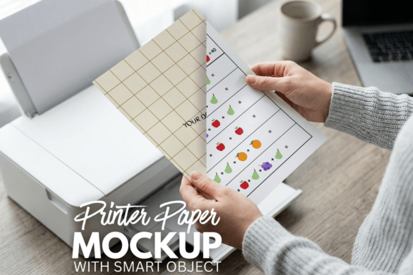 Download Printer Paper Mockup, Smart Object PSD - Art Collection