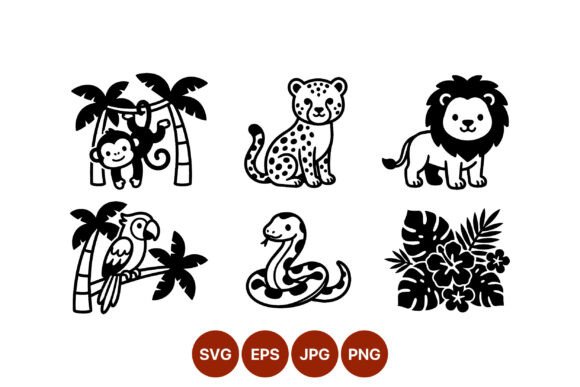 Download Jungle Animals Black Vector Art Set - Art Collection
