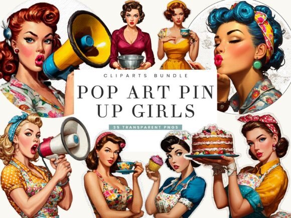 Download Pop Art Pin Up Girls Clipart Bundle - Art Collection