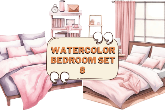 Download Watercolor Bedroom Furniture Clipart 08 - Art Collection