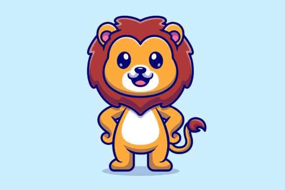 Download Cute Lion Standing Cartoon Illustration - Art Collection
