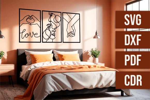 Download Set of 3 Bedroom Wall Art - Laser File - Art Collection