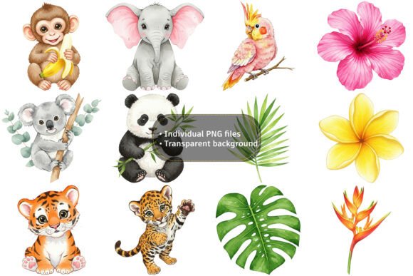 Download Watercolor Animals and Tropical Clipart - Art Collection