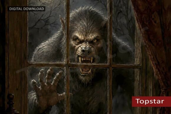 Download Scary Werewolf Full Moon Halloween Art - Moon Collection