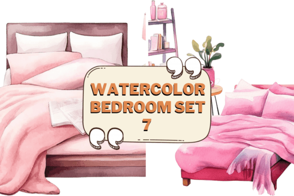 Download Watercolor Bedroom Furniture Clipart 07 - Art Collection