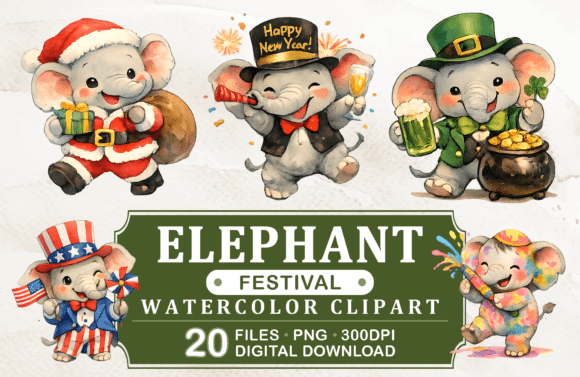 Download Elephants Festival Watercolor Clipart - Art Collection