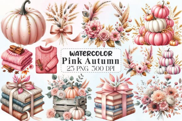 Download Watercolor Pink Autumn Clipart - Art Collection