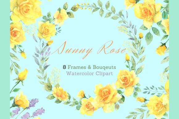 Download Watercolor Yellow Rose Frame Clipart Set - Art Collection