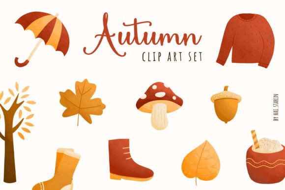 Download Red Autumn Clip Art Set - Art Collection