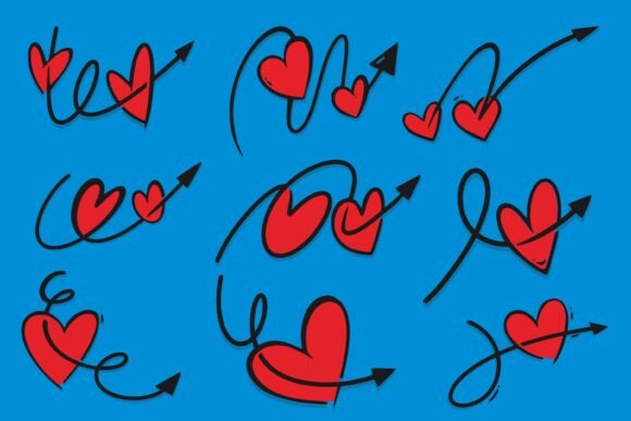 Download Hand Drawn Love Heart Arrow Doodle Set - Art Collection