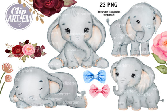 Download 23 Clip Art Unisex Elephant PNG Bundle - Art Collection