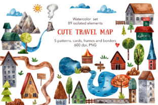 Download Cute Travel Map - Watercolor Clip Art - Art Collection