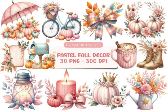 Download Pastel Fall Decor Clipart Bundle - Art Collection
