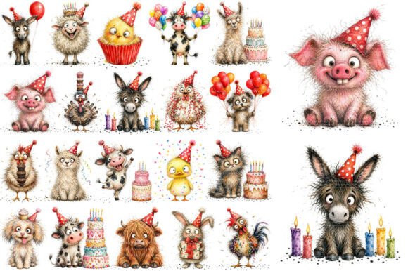 Download Whimsical Funny Animals Birthday Clipart - Art Collection