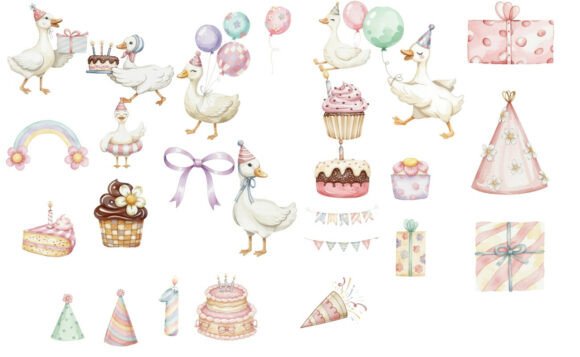 Download Silly Goose Birthday Clipart Bundle - Art Collection