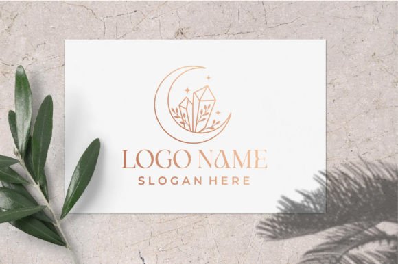 Download Floral Logo Design with Moon and Crystal - Moon Collection