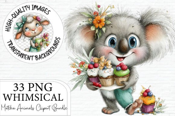 Download Whimsical Matcha Animals Clipart Bundle - Art Collection