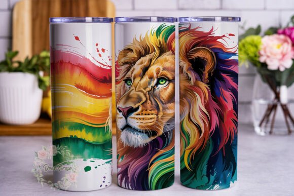 Download Vibrant Lion Head Art 20oz Wrap - Art Collection