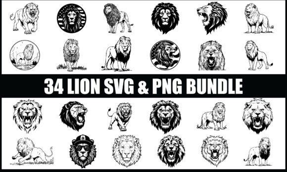 Download Lion SVG PNG Bundle, Wild Animal Clipart - Art Collection