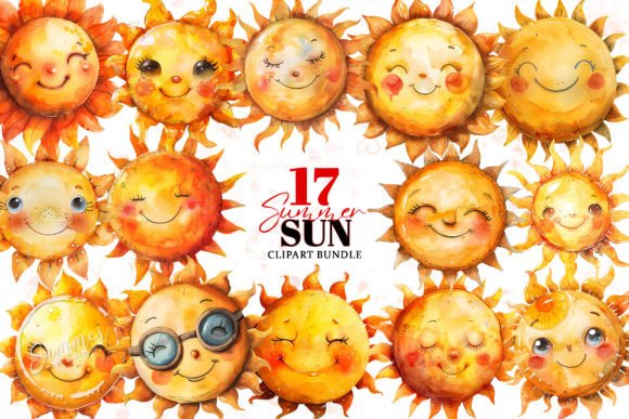 Download Cute Summer Sun Watercolor Clipart - Art Collection