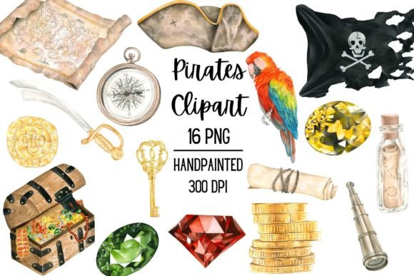 Download Watercolor Pirates Clipart, Pirate Party - Art Collection