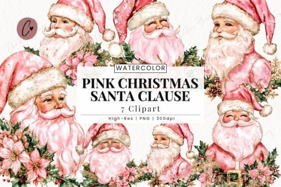Download Pink Christmas Santa Clipart - Art Collection