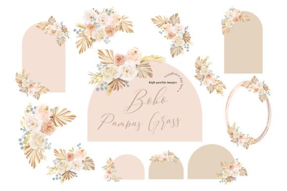 Download Modern Frame Boho Pampas Grass Clipart - Art Collection