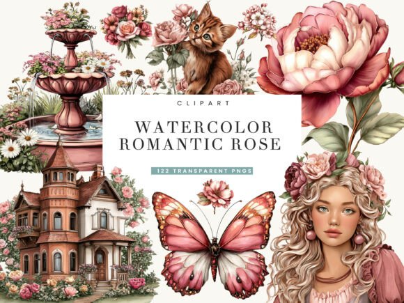 Download Watercolor Romantic Rose Clipart - Art Collection