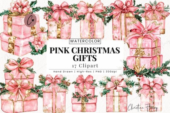 Download Pink Christmas Gifts Clipart - Art Collection