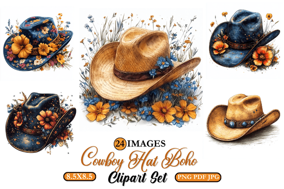 Download Cowboy Hat Boho Clipart Set - Art Collection