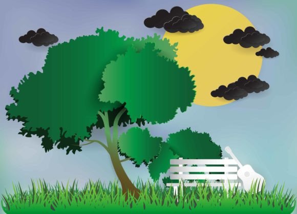 Download Beautiful Tree and Moon View Art Picture - Moon Collection
