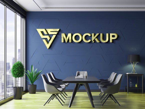 Download Office Meeting Room Wall Logo Mockup - Office Collection