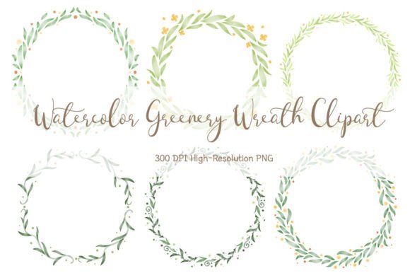 Download Watercolor Greenery Wreath Clipart - Art Collection