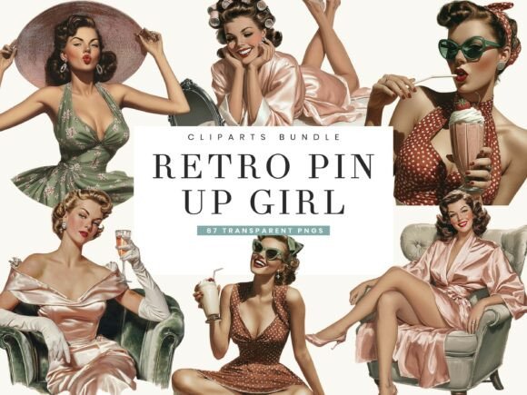Download Retro Pin Up Girl Clipart Bundle - Art Collection