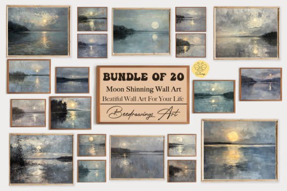 Download Oil Painting Moon Shine Wall Art Bundle - Moon Collection