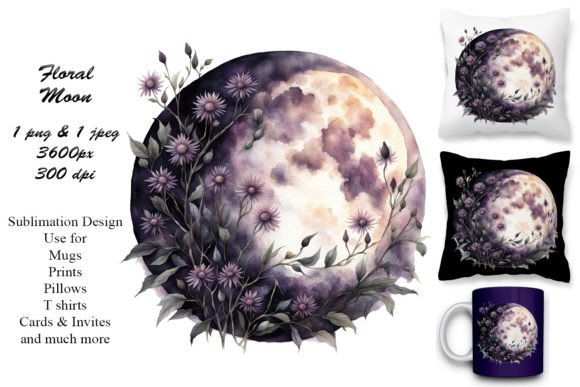 Download Dusky Floral Full Moon Sublimation - Moon Collection