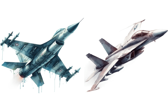 Download 2 Watercolor Fighter Jet Clipart Bundle - Art Collection