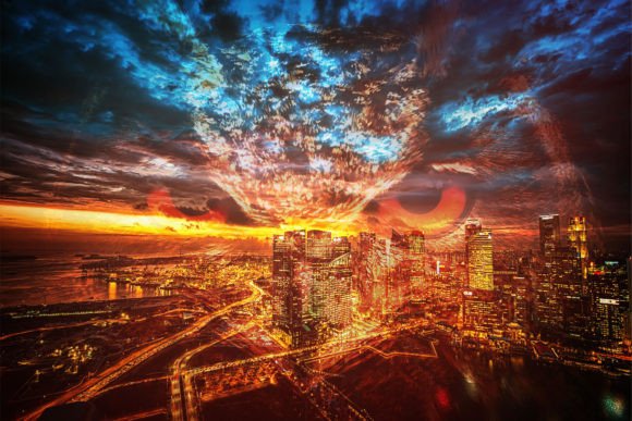 Download Crazy City with Owl Printable Art Poster - Art Collection