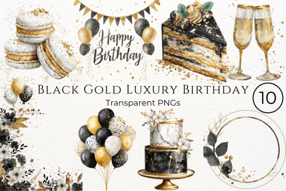 Download Black Gold Luxury Birthday Clipart - Art Collection