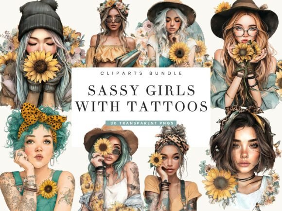Download Tattoos Girls Clipart Bundle - Art Collection