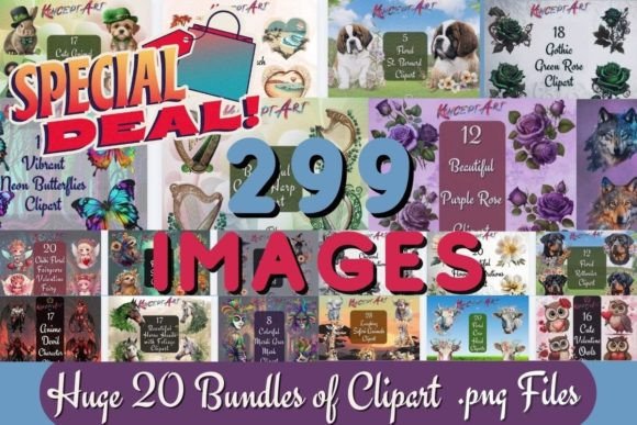 Download 299 X Clipart Designs Bundle - 20 in 1 - Art Collection
