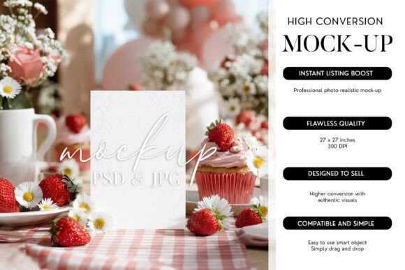 Download Card Mockup PSD Smart Object Strawberry - Art Collection
