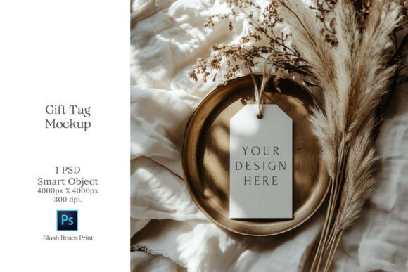 Download Boho Gift Tag Mockup PSD Smart Object - Art Collection