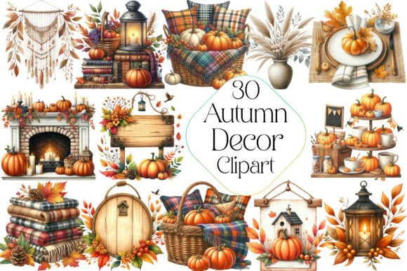 Download Watercolor Autumn Decor Clipart - Art Collection