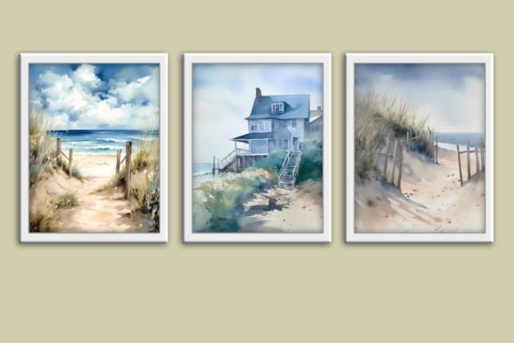 Download 3 Coastal Beach Panorama Gallery Art Set - Art Collection