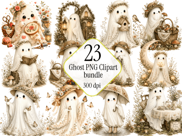 Download Cozy Cottage Ghost Clipart Bundle PNG - Art Collection