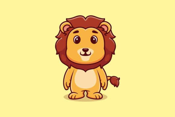 Download Cute Lion Standing Cartoon Vector Icon - Art Collection